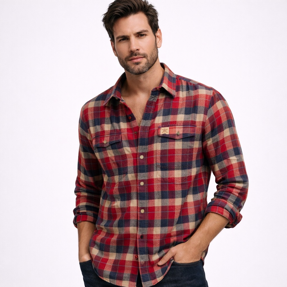 Fjällräven Singi Heavy Flannel Plaid Button-Up Shirt Cotton Regular fit Sz M